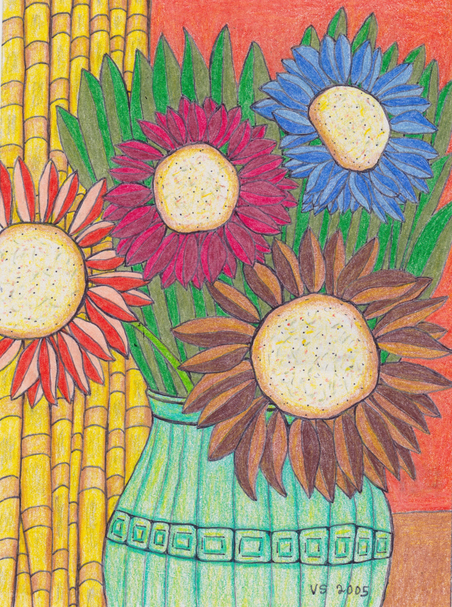 Four Daisies and Vase #2, Fine Art Print
